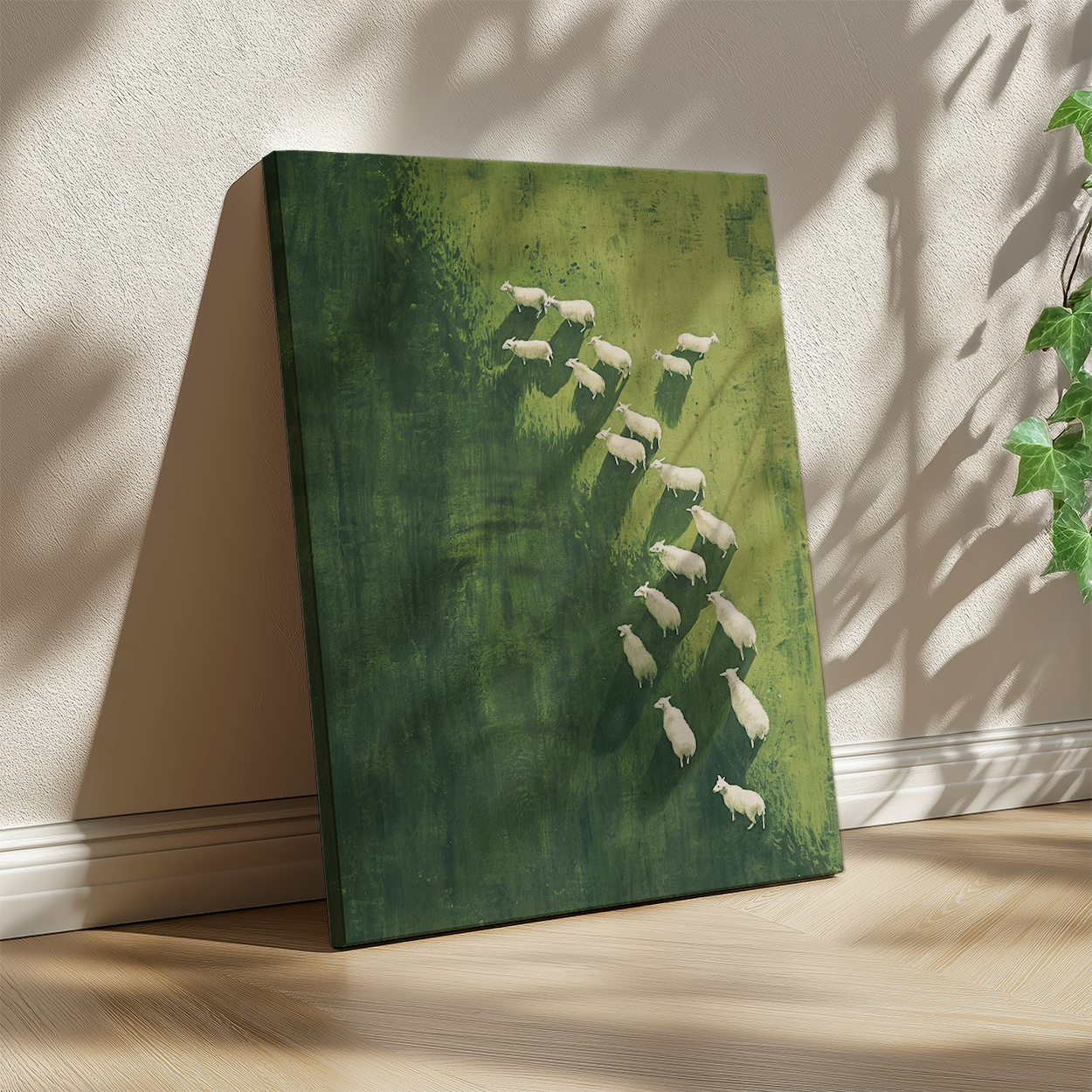 Sheep Aerial Canvas Frame