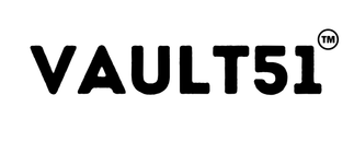 Bold black VAULT51 text logo with trademark symbol on white background