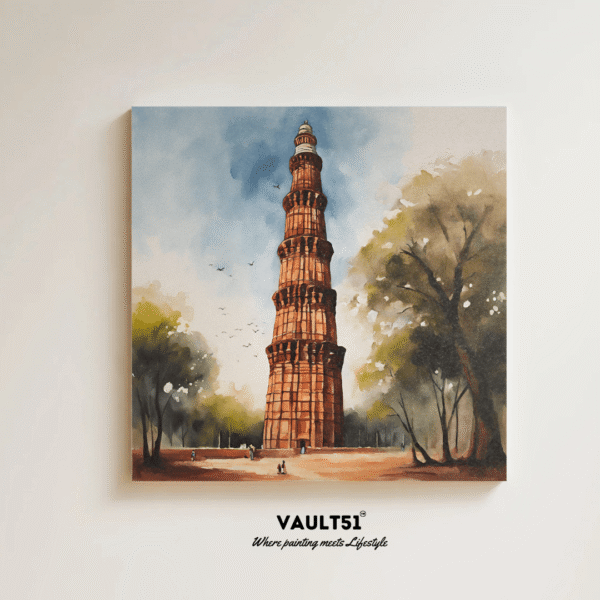Staircase to History: A Brushstroke Journey through Qutub Minar